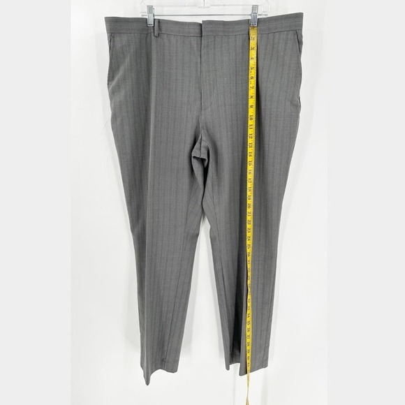 Perry Ellis Gray Striped Wool Blend Flat Front Suit Pants Men's Size 42/32 FLAW - Picture 12 of 16